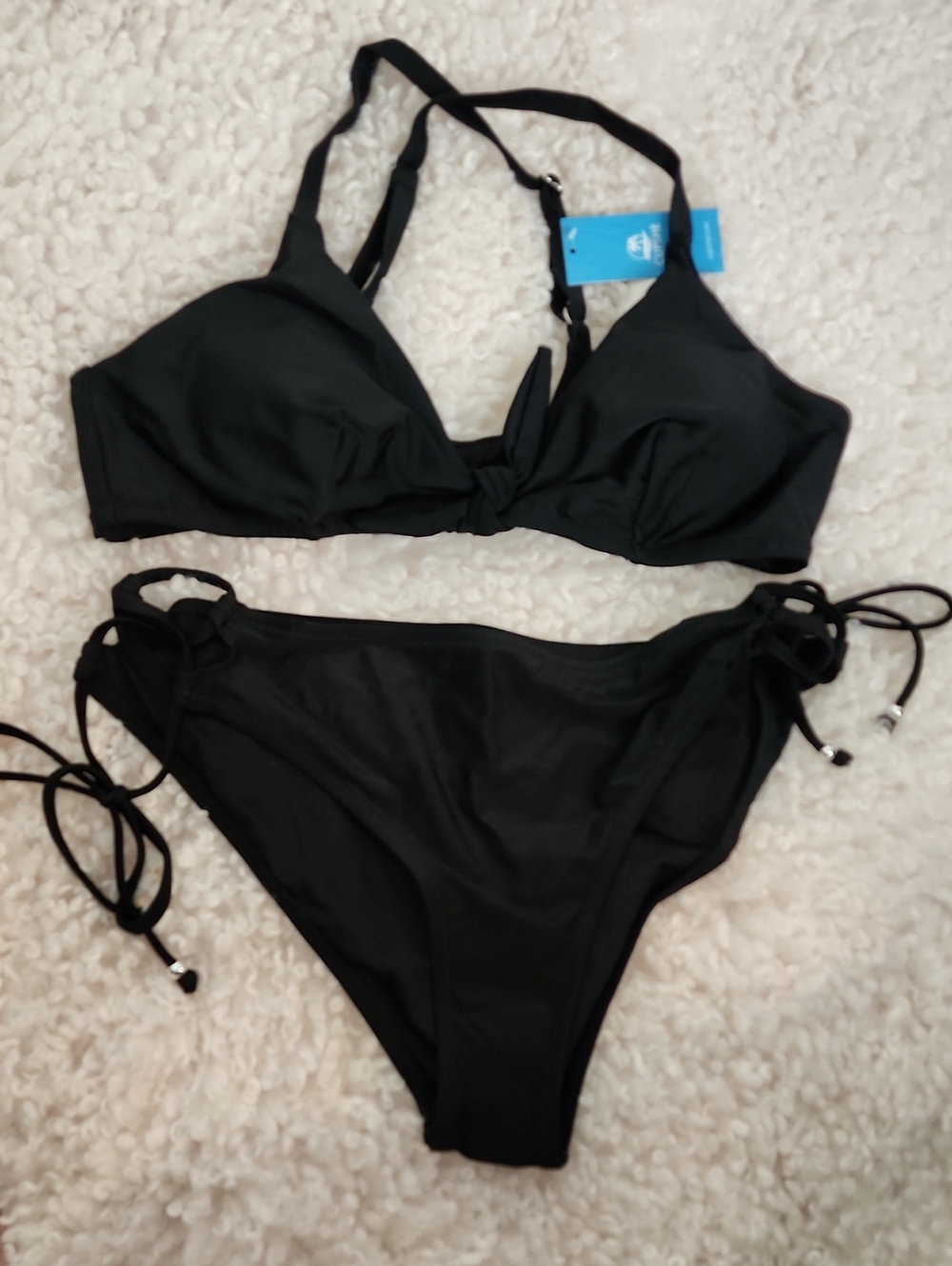 Women’s Black Tie-Side Bikini Set - Classic Swim Size L.  NWT